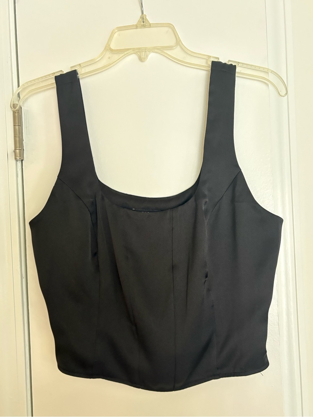 Express Faux Corset Black Cropped Tank Top